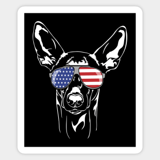 Funny Proud Pharaoh Hound American Flag sunglasses Sticker